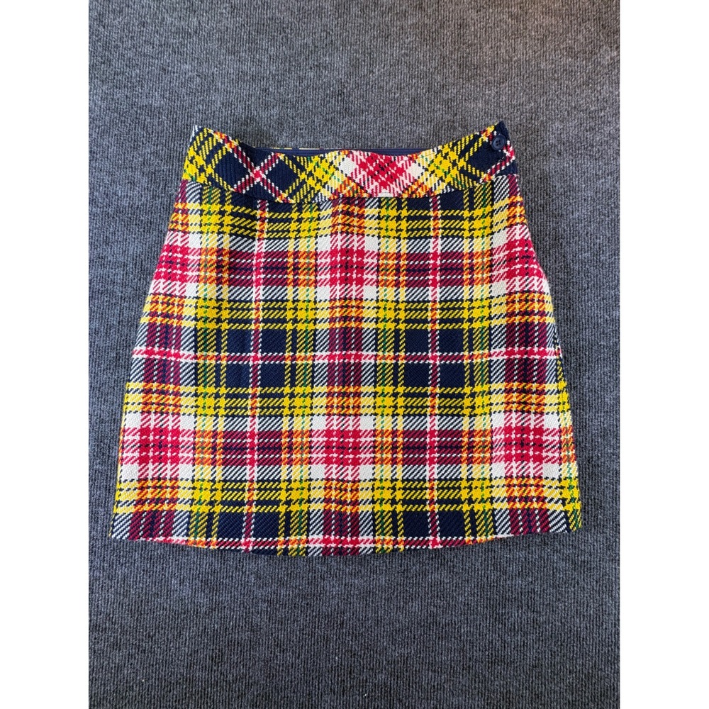 Duck Head Womens Plaid Mini Skirt Red Yellow Navy Blue A-Line Lined Size 6